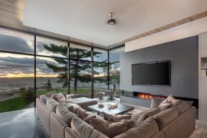 Modern Lakefront Cottage Living Room Design Georgian Bay