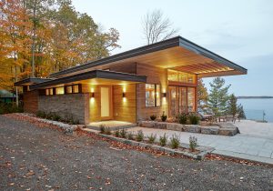 Entrance and Terrace Modern Lakefront Cottage by Trevor McIvor Architect Toronto