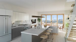 Open Concept Kitchen and Living Room with Lake View Toronto